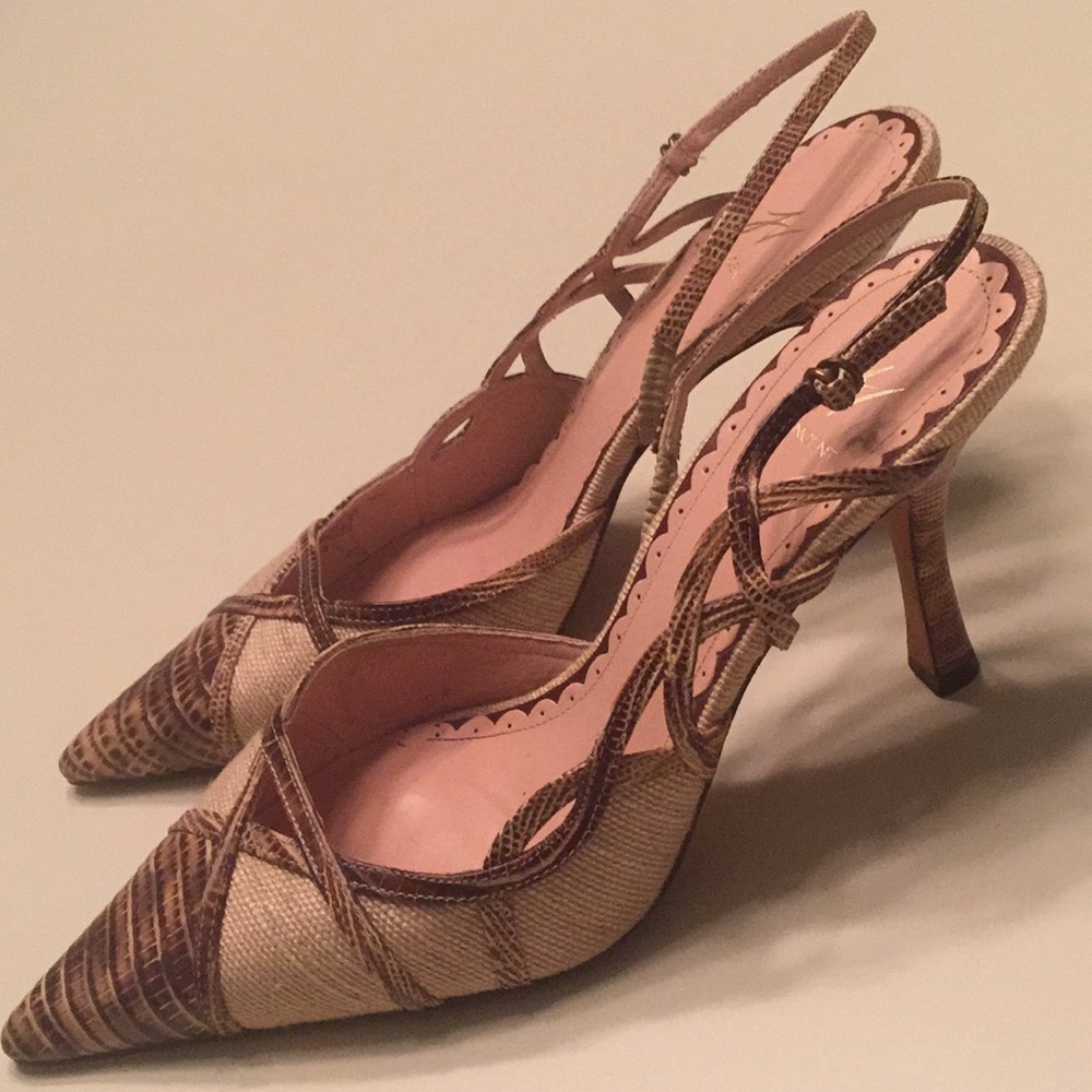 J Vincent Coco Gator Leather pointed shoes
